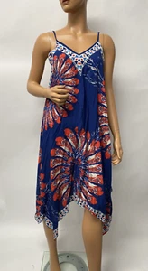 Jealous Tomato Dress blue red Handkerchief Hem Size S high low length - Picture 1 of 8