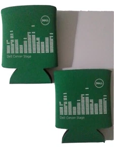 DELL Tech Swag Can Koozies (Set of 2) – Green Promo Coolers – Computers NEW - Picture 1 of 2