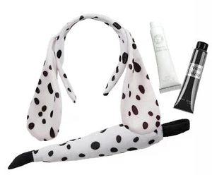 Dalmatian Dog Ears Tail Black & White Face Paint Animal Fancy Dress Accessory - Picture 1 of 1