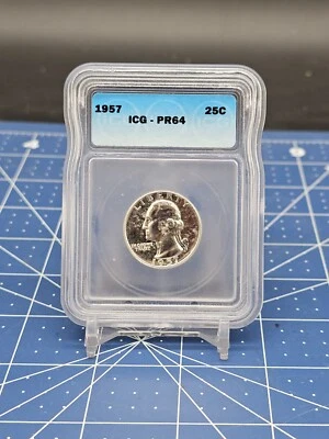 Graded ICG PR64 1957 Washington Quarter 25C FREE USA SHIPPING  - Image 1 of 2