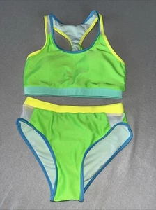 Bright Neon Girls Two Piece Pool Party Swimwear Beach - Picture 1 of 7