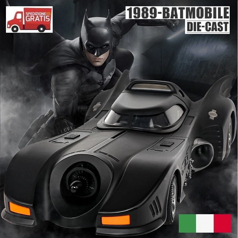 Modello AUTO BATMOBILE 1989 MACCHINA BATMAN DC Comics WB Die-cast 1:18 luci LED - Immagine 1 di 4