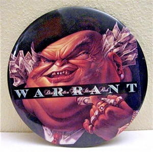 Vintage Warrant Large 6 Inch Rock Concert Band Pin Badge Old Store Stock - Picture 1 of 1