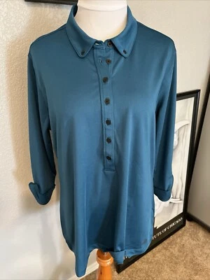 Camisa polo de golf Ogio verde azulado manga 3/4 cuello ropa deportiva para mujer XL Foto 1 de 4