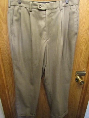 MENS JOHN HENRY PLEATED CUFFED KHAKI PANTS SIZE 34X26 - Image 1 of 4
