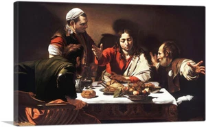 ARTCANVAS Cena a Emmaus 1601 Stampa artistica su tela di Caravaggio - Foto 1 di 11