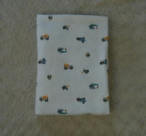 Carter's Construction Equipment Baby Receiving Blanket White Flannel Dump Truck - Picture 1 of 7