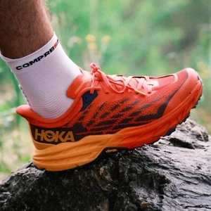 Hoka One One Speedgoat 5 Flame Red Mens Trail Running Shoes - Picture 1 of 9