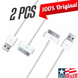 Lot of 2 Original USB to Apple 30-Pin Data Sync/Charger Cable for iPad 2nd Gen - Picture 1 of 5