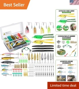 Ultimate 102-Piece Fishing Lure Kit with Double-Layer Tackle Box & Accessories - Picture 1 of 10