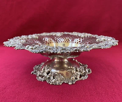 Антикварный викторианский компот в стиле модерн из чистого серебра с пирсингом в виде желудя - Изображение 1 из 4