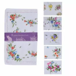20er-Pack Damen Hankies Taschentücher weiß Blumenmuster Baumwolle Polyester - Bild 1 von 4