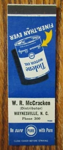 W.R. McCRACKEN PURE OIL GAS STATION MATCHCOVER: WAYNESVILLE, NORTH CAROLINA -E19 - Picture 1 of 2