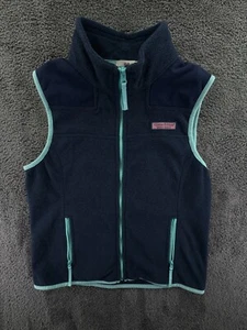 Vineyard Vines Vest Girls Small Fleece Navy Blue Full Zip Sleeveless Youth Kids - Picture 1 of 13