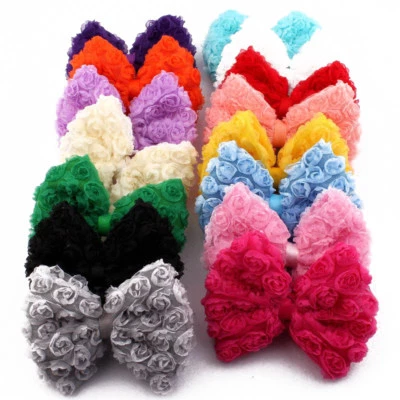 120pcs 13cm Artificial Baby Girls/Women Winter Hair Accessories Lace Hair Bows - Image 1 of 4