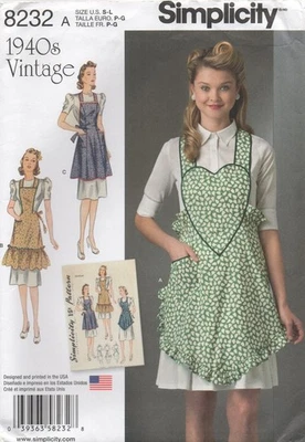 Simplicity Sewing Pattern 8232 Apron Vintage 40s Sweetheart Size 10 - 20 New - Image 1 of 4