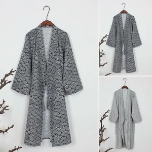 Hot New Bathrobe Japanese Lounge wear Men Nightwear Robe Casual Cotton - Picture 1 of 18