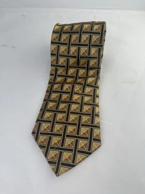 Roberto Villini Couture 色调棕色和金色手工制作领带丝绸很好!! — 第 1/4 张图片