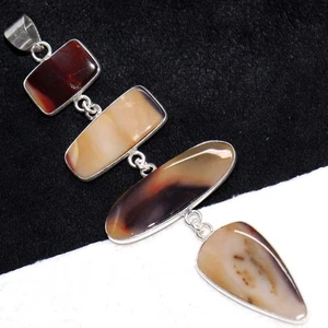 Großer Mookait 925 Silber vergoldet Handarbeit Anhänger 4" Geschenk Schmuck GW - Bild 1 von 3