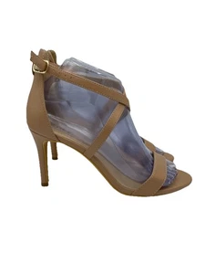 ZriEy Heels Womens Size 7.5M Taupe High Heels Stiletto Ankle Strap Open Toe Shoe - Picture 1 of 9
