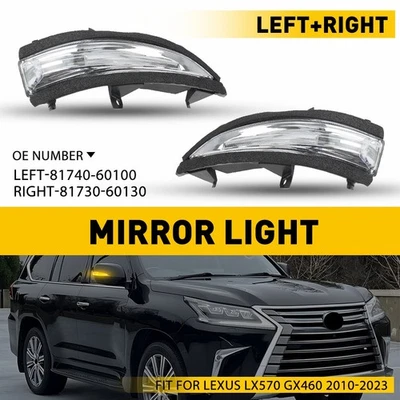 Mirror Turn Signal Lights For 2010 11-2023 Lexus LX570 GX460 2X Front Left Right - Image 1 of 4