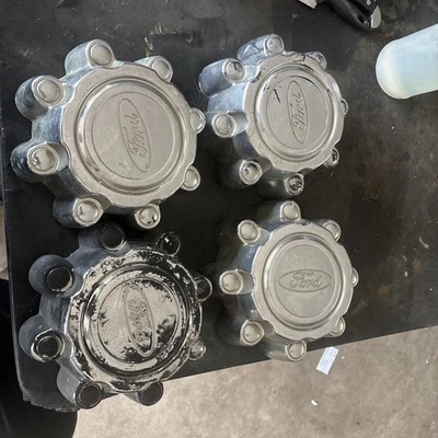 1999-05 Ford F250 F350 Super Duty Excursion CHROME Center Caps Hubcaps Set Of 4 - Image 1 of 4