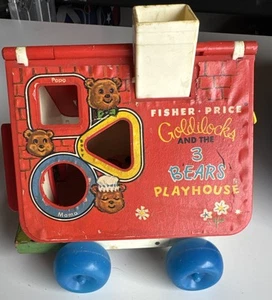Vintage 1967 Fisher Price Goldilocks Pull Along Playhouse- As Is - Picture 1 of 10