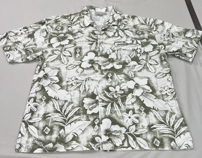 Camisa Hawaiana De Colección No Fear Para Hombres XL Blanca Verde Floral Aloha Hecha en EE. UU. USADA EN EXCELENTE ESTADO Foto 1 de 4