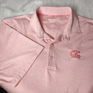 Johnnie-O Men’s Short Sleeve Golf Polo Size XLarge Polyester Pink Striped Shirt - Picture 1 of 7
