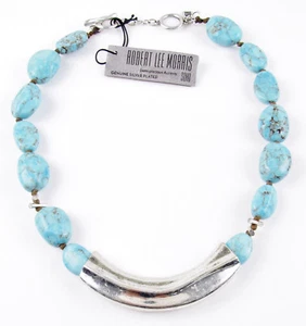 New Robert Lee Morris RLM Soho Turquoise Beaded Half Moon Necklace $85 - Picture 1 of 3