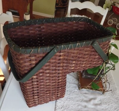 Wicker Stair Basket 19x14x10" vintage With Handles Stairs - Image 1 of 4
