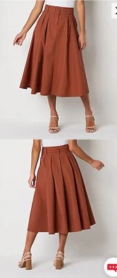 NUEVO CON ETIQUETAS Mujeres 2 Falda Marrón Óxido Cobre Midi Academia Ropa de Trabajo Oficina Worthington Foto 1 de 4