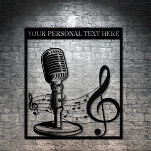 Personalized Vintage Microphone Metal Sign. Custom Microphone Wall Decor Gift - Picture 1 of 5
