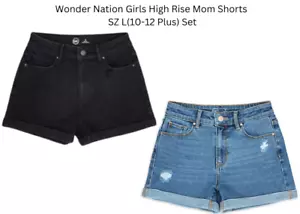 Wonder Nation Girls Black & Light High Rise Mom Denim Short SZ L(10-12 Plus) SET - Picture 1 of 5