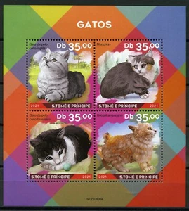 Sao Tomé 2021 Gatos Hoja Menta sin Charnelear - Imagen 1 de 1