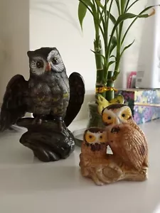 Vintage Ceramic Owls on logs (2) - Picture 1 of 7