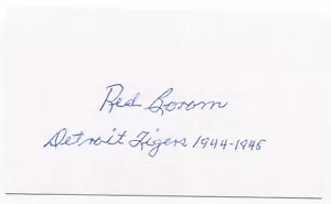 Red Borom Signed 3x5 Index Card Autographed Baseball Detroit Tigers - Picture 1 of 2