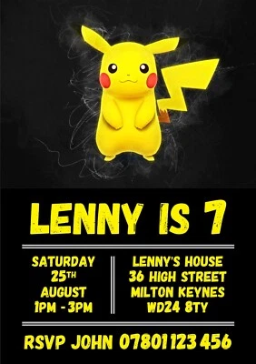 Pokemon Digital Birthday Party Invitations - Personalised Invite - Image 1 of 4