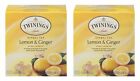 2 Packs Twinings Herbal Tea Lemon & Ginger Caffeine Free 50 Bags 2.65 oz 75g