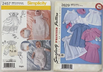 Simplicity 2457 & 2629 Baby Christening Sets Sewing Pattern Uncut - Image 1 of 3