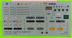 REVELL Jaguar XK-E Type Coupe 1/24 Waterslide Decal Sheet Dash Cluster Hi Detail - Picture 1 of 7