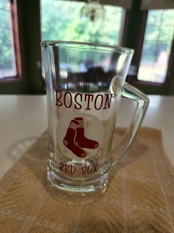 Rare Unique Vintage 1960'S BOSTON RED SOX Clear Glass Beer Mug Fenway Park L@@K Cover