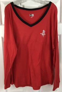 Houston Rockets NBA New Era Shirt Womens XL Red Long Sleeve V-Neck T-Shirt - Picture 1 of 9