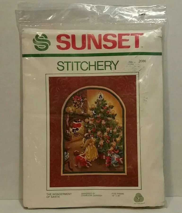 16 X 20 Sunset Stitchery Kit Wonderment of Santa Christmas 2086
