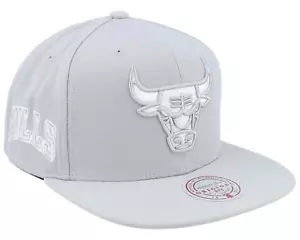 Mens Mitchell & Ness NBA EVERGREEN GREY WHITE SNAPBACK BULLS - Picture 1 of 6