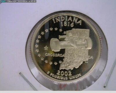 2002 S State quarters Indiana Proof (33-418 9m3) - Image 1 of 2
