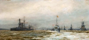 Review Grand Fleet the Armistice Painting by William Wyllie Art Reproduction - Picture 1 of 3