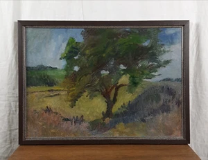 Dipinto olio vintage di albero al vento, arte del paesaggio, artista Migolatiyeva - Foto 1 di 12