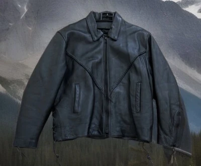 Chaqueta de motocicleta Zony Inc para mujer negra con flecos cremallera completa costo forrada 3XL Foto 1 de 4