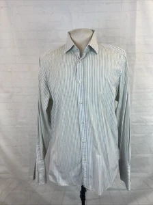 Burberry Men's White & Gray Stripe Cotton Dress Shirt 16.5 - 42 $295 - Picture 1 of 13